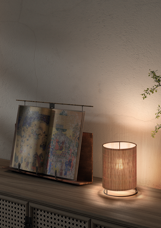 Lampa stołowa RAIL czarny  1xE27 abażur z naturalnego bambusu