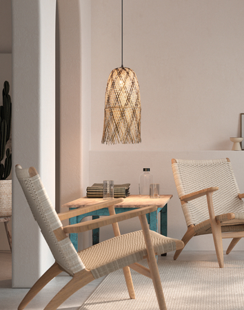 Lampa wisząca MALI naturalny, czarny ø25cm 1xE27