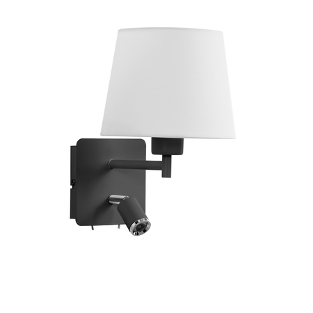 Lampa ścienna MAILAND czarny mat 1xE27+LED 3W 3000K abażur biały