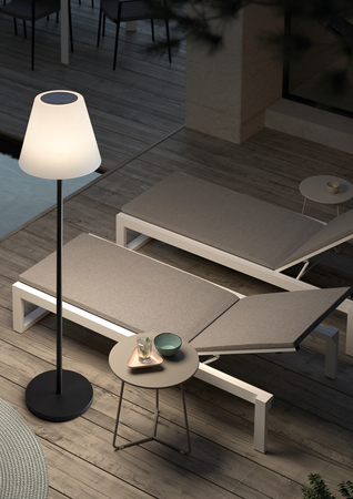 Lampa podłogowa zewnętrzna BONDI SOLAR IP44 czarny 5W 3000K+RBG+PILOT ładowanie solarne