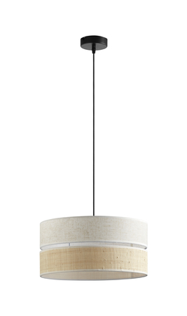 Lampa wisząca BIKIA czarny E27 klosz z lnu i rafii