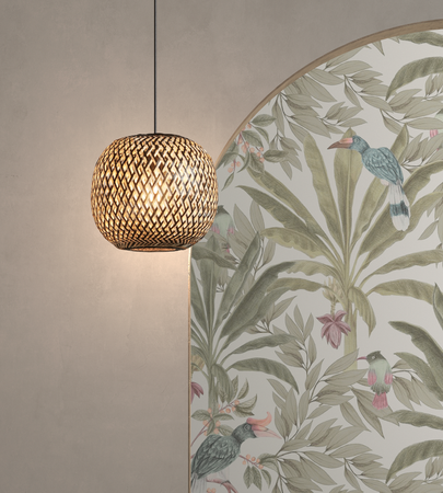 Lampa wisząca KENIA L bambus+czarny ø38cm 1xE27