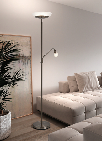 Lampa podłogowa SARA chrom matowy 2xE27 +1xE14