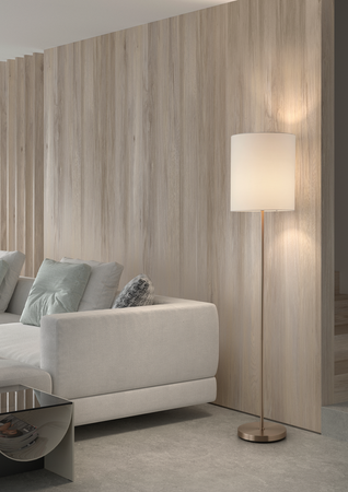 Lampa podłogowa SET mosiądz mat 1xE27 abażur biały