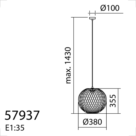 Lampa wisząca KENIA L bambus+czarny ø38cm 1xE27