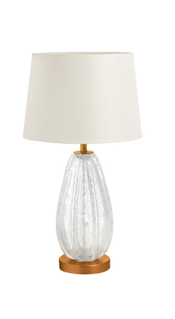 Lampa stołowa BUBLE mosiądz antyczny czerwony, szkło 1xE27 abażur kremowy