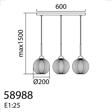 Lampa wisząca CANICA czarny, szkło transparentne Ø20 3xE27