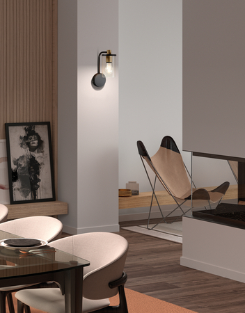 Lampa ścienna TRIEL czarny, mosiądz antyczny 1xE27