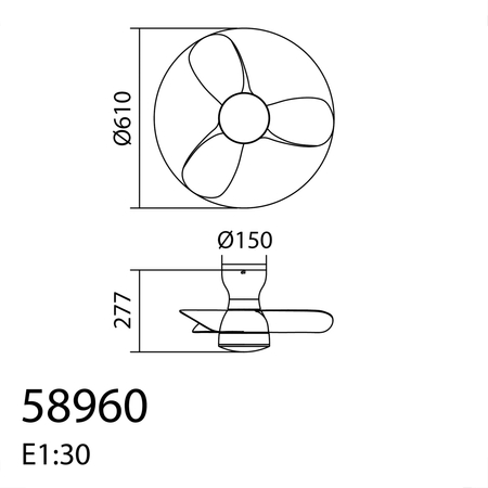 Wentylator CRETA XS biały, drewno Ø61 DC 24W 3A LED 24W CCT zmienna barwa, pilot