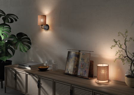 Lampa stołowa RAIL czarny 1xE27 abażur z naturalnego bambusu