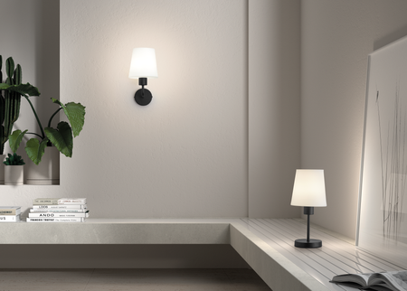 Lampa ścienna DEKO czarny E27 szklany klosz