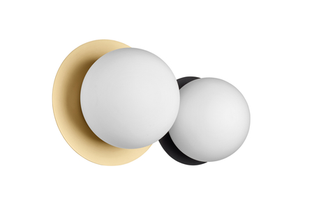 Lampa ścienna łazienkowa FLOC DUO Ø17 mosiądz mat Ø15 E27 czarny mat, IP44