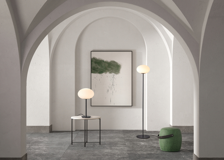 Lampa podłogowa PRESS czarny 1xE27 szkło mleczne