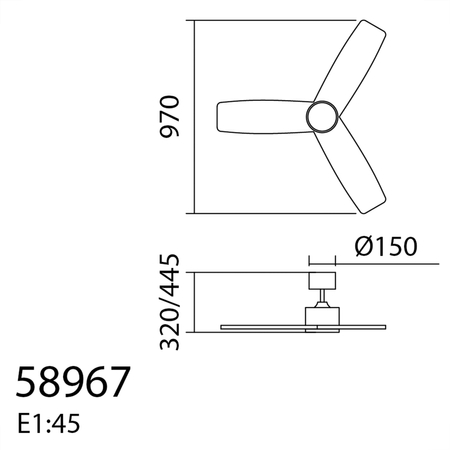 Wentylator SANTORINI XS czarny, orzech Ø97 DC 30W LED 24W CCT zmienna barwa, pilot