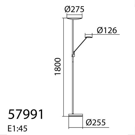 Lampa podłogowa DAPHNE czarny LED 33W+8W CCT 2700-4000K