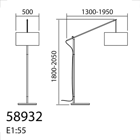 Lampa podłogowa ALTISSIMA regulowana czarna 1xE27 abażur biały w komplecie