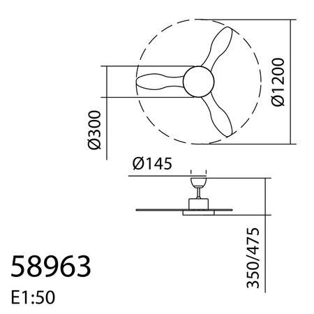Wentylator RIGA mosiądz antyczny Ø120 DC 32W 3A + LED 36W CCT zmienna barwa