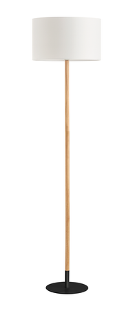 Lampa podłogowa NOELIA czarny mat, drewno naturalne 1xE27 abażur biały