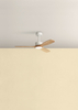 Wentylator SANTORINI biały, drewno naturalne Ø112 DC 30W LED 24W CCT zmienna barwa, pilot