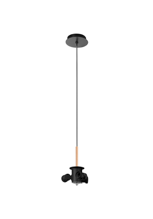 Lampa wisząca JULIETTE W czarny mat, drewniany naturalny 3xE27 (abażur zamawiany osobno)
