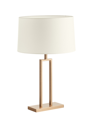 Lampa stołowa OMEGA złoty antyczny 1xE27 z kremowym abażurem