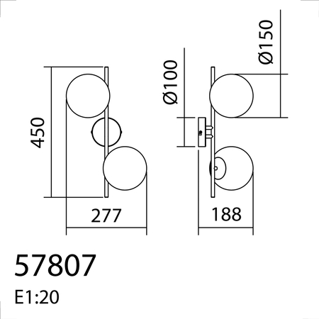 Lampa ścienna RONDO mosiądz mat 2xE27 Ø15cm