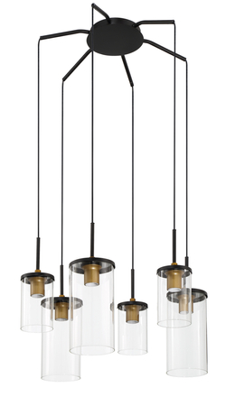 Lampa wisząca TRIEL czarny, mosiądz antyczny 6xE27