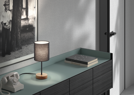 Lampa stołowa SET WOOD czarny 1xE14 abażur czarny