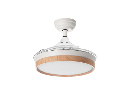 Wentylator BLANES XS biały, drewno Ø91 DC 22W LED 24W CCT zmienna barwa, pilot