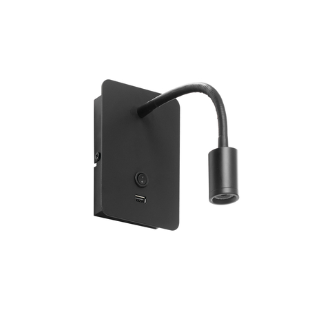 Lampa ścienna READER FLEX czarny mat + USB LED 3W 3000K