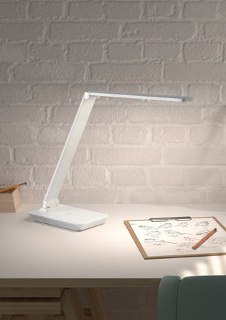 Lampa stołowa SUSI biały 10W CCT 3000-6500K sterowanie dotykowe, ściemnianie, ładowarka indukcyjna i USB