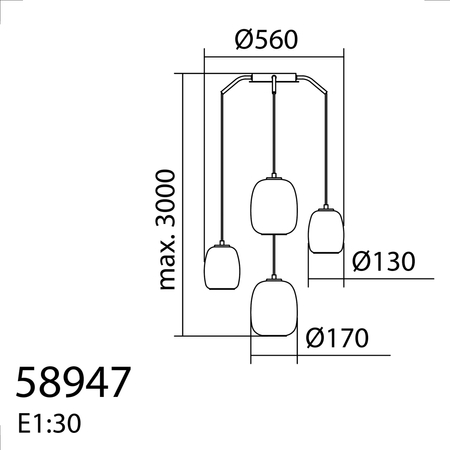 Lampa wisząca JAP czarny mat 4xE27 szkło mleczne