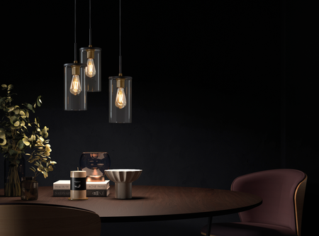 Lampa wisząca 3L TRIEL czarny, mosiądz antyczny 3xE27