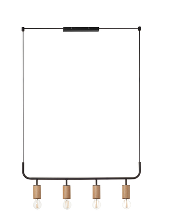 Lampa wisząca KOPA czarny mat, drewniany naturalny 4xE27 madera natural