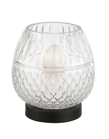 Lampa stołowa LYRA 1xE27 czarna, szkło transparentne