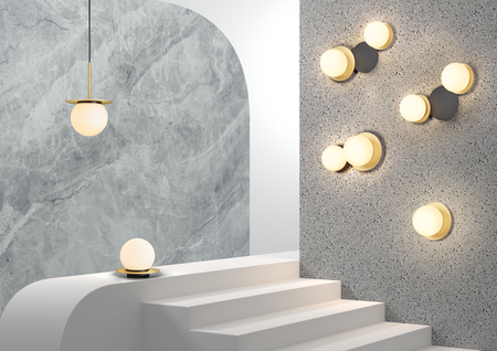 Lampa ścienna łazienkowa FLOC DUO PLUS M Ø17 E27 mosiądz mat Ø15 E27 mosiądz mat+czarny mat IP44