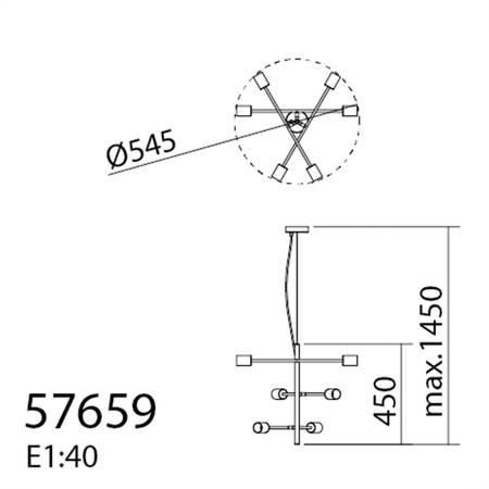 Lampa wisząca ATENEA czarny 6xE27