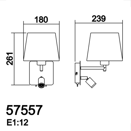 Lampa ścienna MAILAND chrom matowy 1xE27+LED 3W 3000K abażur biały