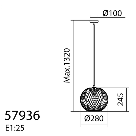 Lampa wisząca KENIA bambus+czarny ø28cm 1xE27