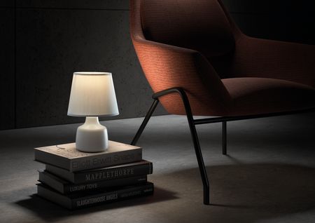 Lampa stołowa CLOE biały E14 abażur biały, ceramiczna