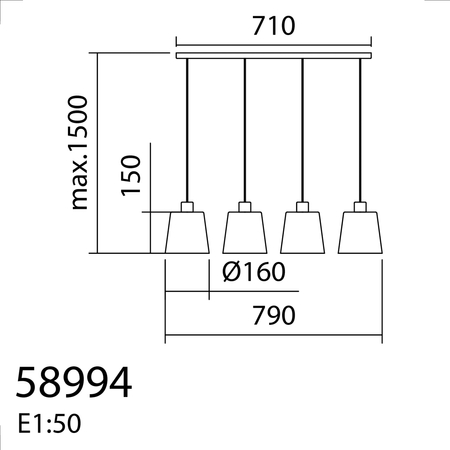 Lampa wisząca DEKO chrom matowy 4xE27 szklany klosz