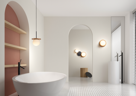 Lampa ścienna łazienkowa FLOC drewno naturalne, czarny mat Ø17 E27 IP44