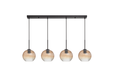 Lampa wisząca CANICA czarny, szkło bursztynowe Ø20 4xE27