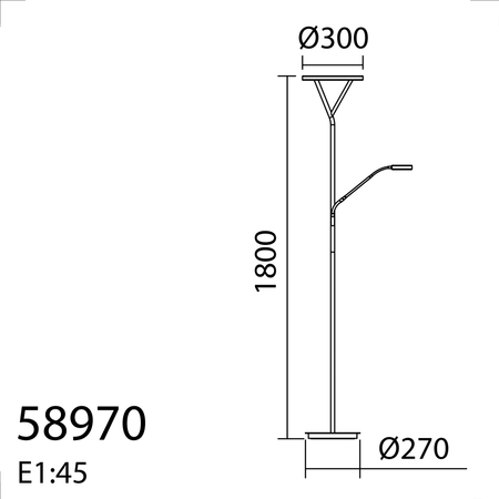 Lampa podłogowa PLANA czarny mat, mosiądz mat LED 40W+6W ściemnialna