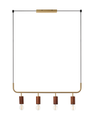 Lampa wisząca KOPA mosiądz mat, orzech 4xE27