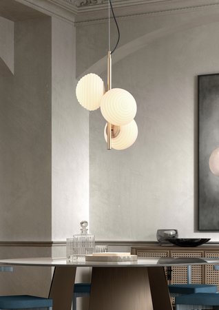 Lampa wisząca CIAO mosiądz mat 3xE27 Ø18