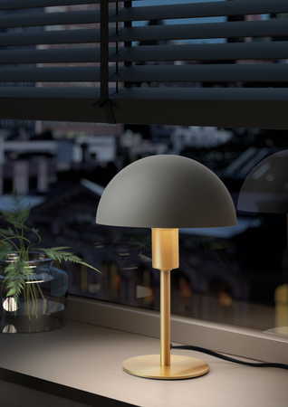 Lampa stołowa POMA mosiądz mat, czarny klosz E14