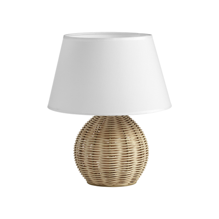 Lampa stołowa NAIROBI bambus naturalny E27 abażur biały