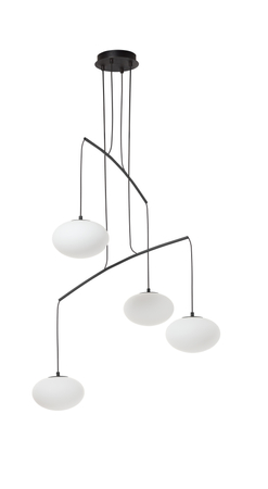 Lampa wisząca PRESS czarny mat 4xE27 szkło mleczne