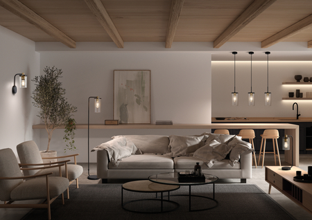 Lampa podłogowa TRIEL czarny, mosiądz antyczny 1xE27